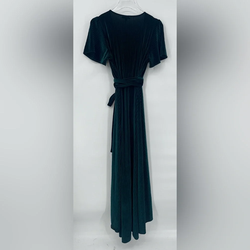 Baltic Born Green Wrap Maxi Dress with Flutter Sleeves - Picture 3 of 5